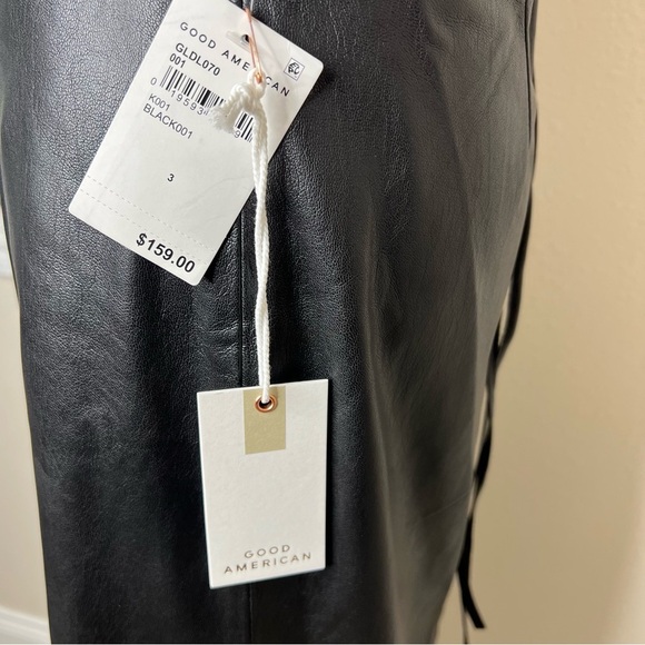 GOOD AMERICAN Black Vacay Faux Leather Dress Sexy Sleeveless Open Back Sz L NWT - Picture 11 of 16